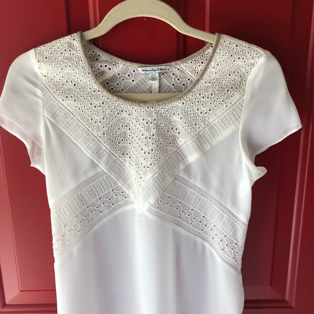 AE sheer ivory top XS